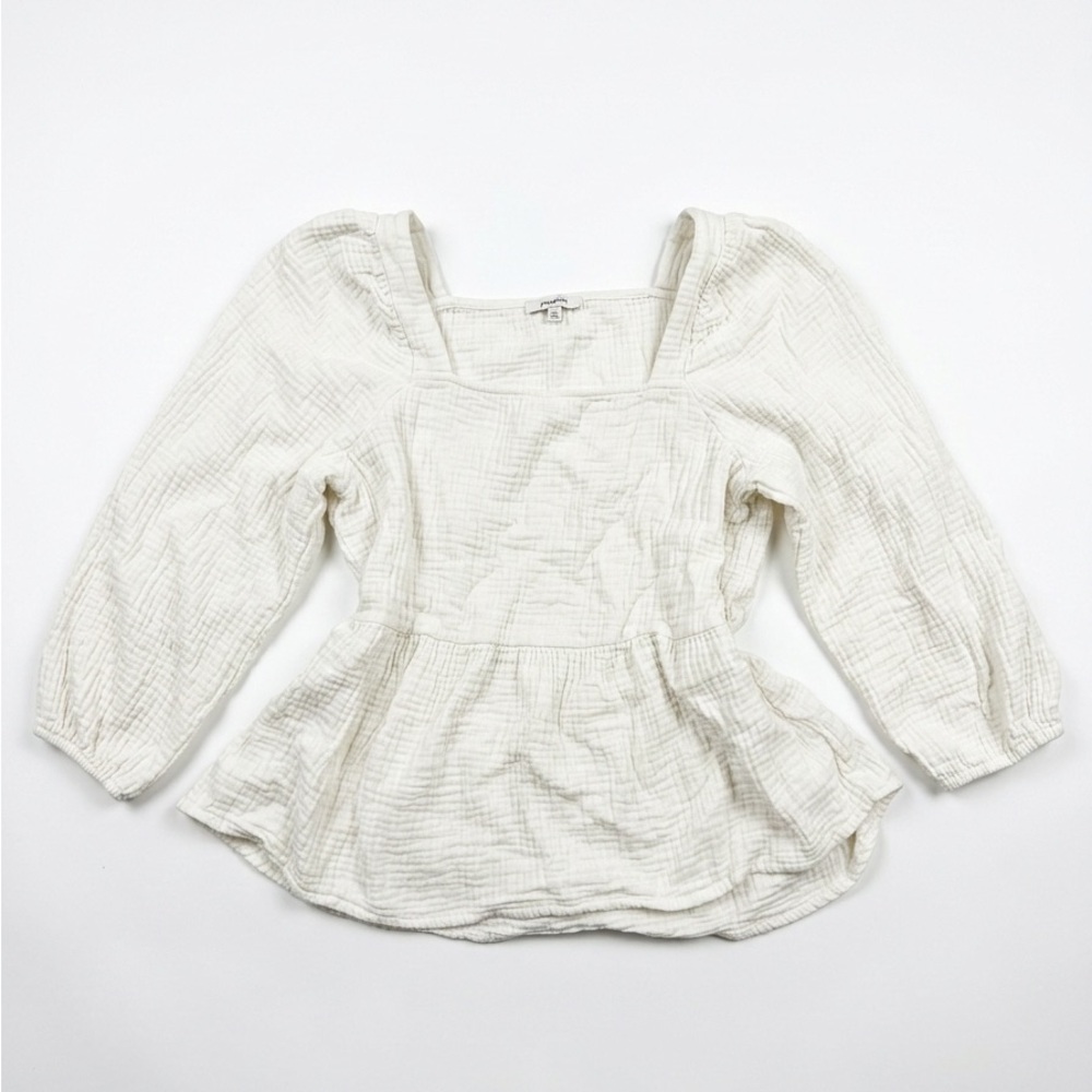 Madewell Cream Textured Blouse